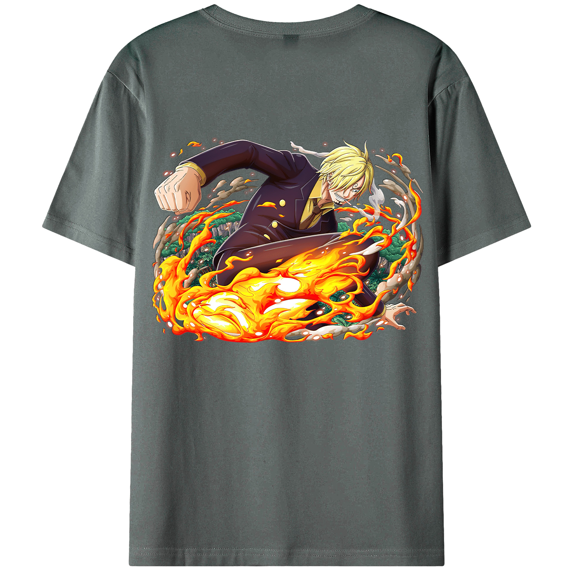 （画像用） ワンピース サンジ ONE PIECE Sanji 綿100％ メンズ半袖Tシャツ（バックプリント） 通気性